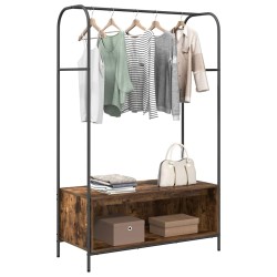 Porte-vêtements avec étagères Chêne fumé 100x44x160 cm 