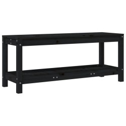 Banc de jardin noir 108x35x45 cm bois massif de pin 