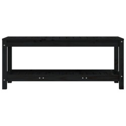 Banc de jardin noir 108x35x45 cm bois massif de pin 