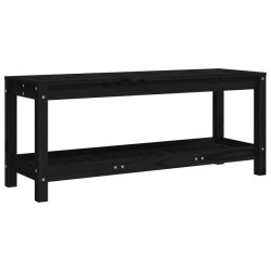 Banc de jardin noir 108x35x45 cm bois massif de pin 