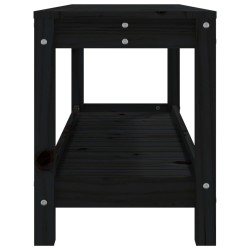 Banc de jardin noir 108x35x45 cm bois massif de pin 