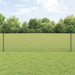 Clôture en Fil Soudé avec 11 Poteaux en U Gris 0.6x25 m Acier 
