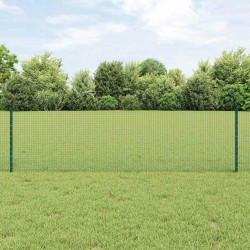 Clôture en fil soudé avec 11 poteaux en U Vert 0.6x25 m Acier 
