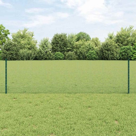 Clôture en fil soudé avec 11 poteaux en U Vert 0.6x25 m Acier 
