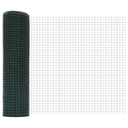Clôture en fil soudé avec 11 poteaux en U Vert 0.6x25 m Acier 