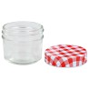 24 pcs Pots à confiture Couvercles blanc et rouge Verre 110 ml 