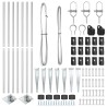 Set de poteaux de clôture 7 pcs Argent Ø32mm 160 cm 