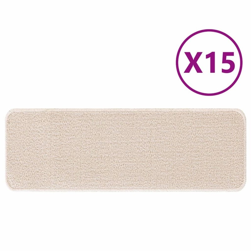 Tapis d'escalier avec support en latex Crème 25x60 cm 