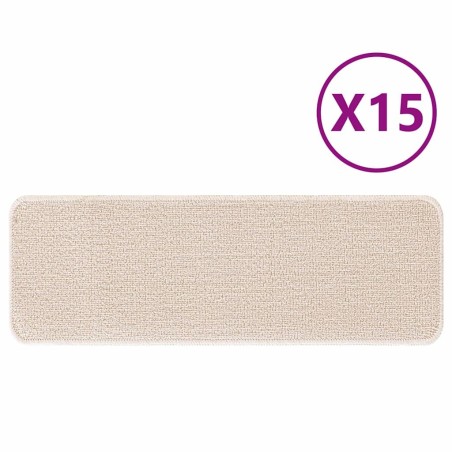 Tapis d'escalier avec support en latex Crème 25x60 cm 