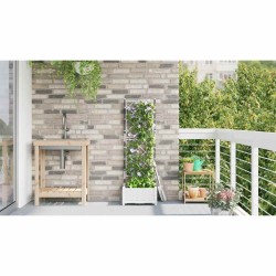 Jardinière avec treillis blanche 40x40x125,5 cm 