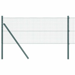 Clôture en fil soudé avec 13 poteaux vert 0.4x25 m acier 