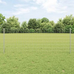 Clôture Euro avec 5 poteaux en U Argent 0,8x10 m Acier 