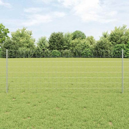 Clôture Euro avec 5 poteaux en U Argent 0,8x10 m Acier 