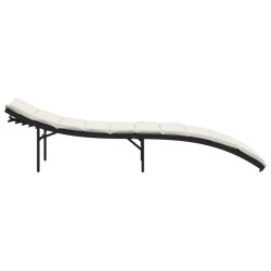 Chaise longue avec coussin noir 55x199x50 cm résine tressée 