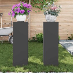 Supports de Plantes d'Extérieur Pilier 2 pcs Noir 24x24x75 cm Acier 
