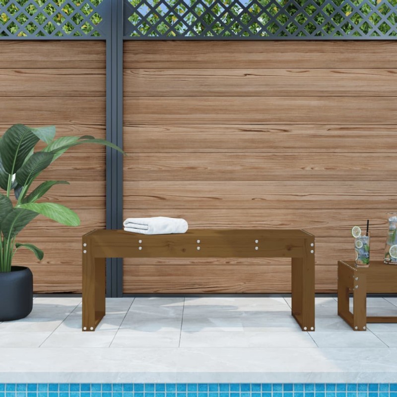 Banc de jardin marron miel 110x38x45 cm bois de pin massif Banc de jardin marron miel 110x38x45 cm bois de pin massif