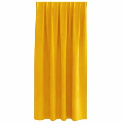 Rideaux opaques avec bande supérieure 2 pièces Jaune moutarde Velours 