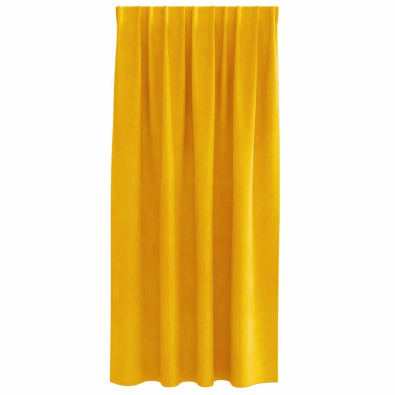 Rideaux opaques avec bande supérieure 2 pièces Jaune moutarde Velours 