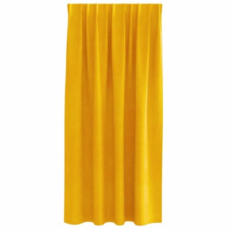Rideaux opaques avec bande supérieure 2 pièces Jaune moutarde Velours 