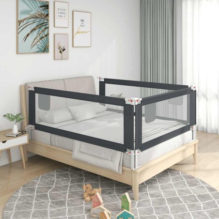 Barrière de sécurité de lit d'enfant Gris foncé 150x25 cm Tissu 