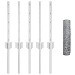 Poteaux de clôture 5 pcs U-Channel 40 cm en acier galvanisé 