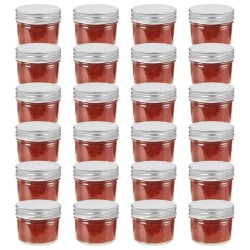 24 pcs Pots à confiture avec couvercles argentés Verre 110 ml 