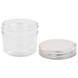 24 pcs Pots à confiture avec couvercles argentés Verre 110 ml 