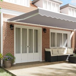 Tissu de remplacement auvent pour cadre de 6x3,5 m gris clair 