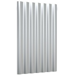 Panneaux de toit 12 pcs Acier enduit de poudre Argenté 60x36 cm 