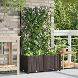 Jardinière avec treillis 2 pcs Marron 80x40x143 cm 