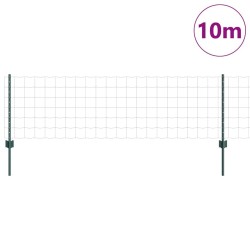 Clôture Euro avec 5 poteaux en U verte 0.6x10 m en acier 