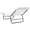 Chaise longue pliante avec appui-tête Crème Textilène 