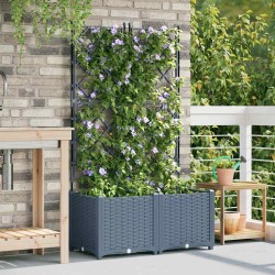 Jardinier avec treillis 2 pcs Gris clair 80x40x143 cm 