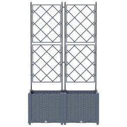Jardinier avec treillis 2 pcs Gris clair 80x40x143 cm 