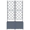 Jardinier avec treillis 2 pcs Gris clair 80x40x143 cm 