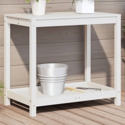 Table de rempotage avec étagère blanc 82,5x50x75 cm massif pin 