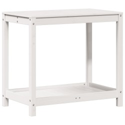 Table de rempotage avec étagère blanc 82,5x50x75 cm massif pin 