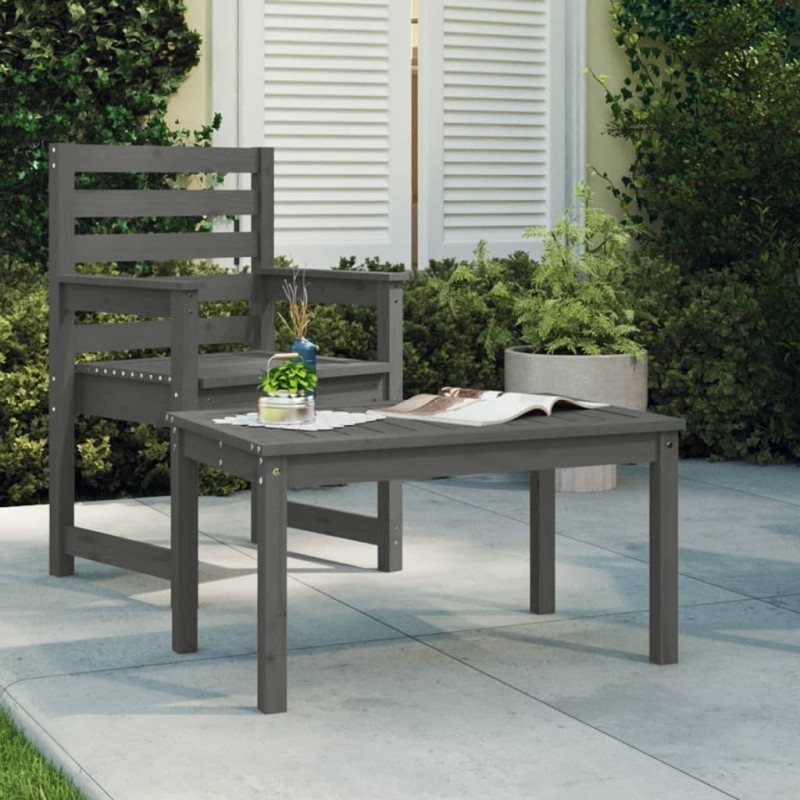 Table de jardin gris 82,5x50,5x45 cm bois massif de pin 