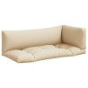 Coussins de palette lot de 3 beige tissu 