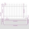 Clôture de jardin avec pointe de lance grise, 1,7 x 1,2 m en acier 
