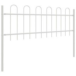 Clôture de jardin , sommet en arc blanc, 1,7x0,6 m en acier 