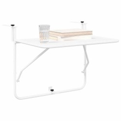 Table de balcon pliable blanche 60x40 cm en acier 