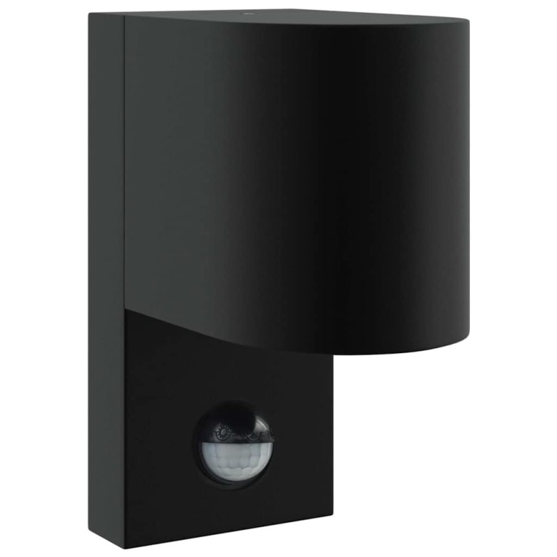 Appliques Murales Extérieures avec Détecteur 2 pcs Acier Inoxydable Noir IP44 