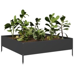 Lit surélevé de jardin noir 100x100x33,5 cm acier 