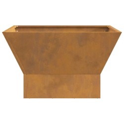 Foyer carré marron 60x60x35 cm en acier résistant aux intempéries 