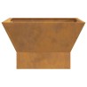 Foyer carré marron 60x60x35 cm en acier résistant aux intempéries 