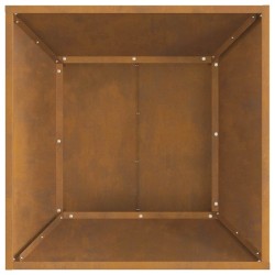 Foyer carré marron 60x60x35 cm en acier résistant aux intempéries 