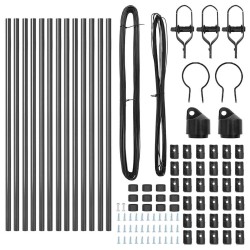 Ensemble de poteaux de clôture 13 pcs Gris Ø32mm 100 cm Acier 