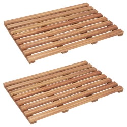 Tapis de salle de bain 2 pcs Bois d'acacia massif 56x37 cm 