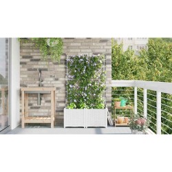 Jardinier avec treille 2 pcs blanc 80x40x143 cm 